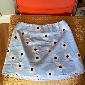 Floral Blue Mini Skirt